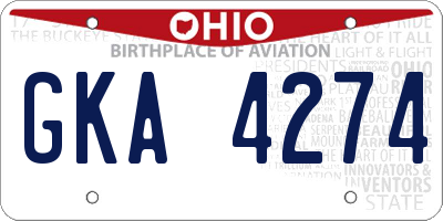 OH license plate GKA4274