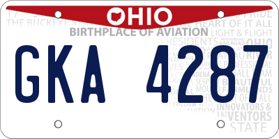 OH license plate GKA4287