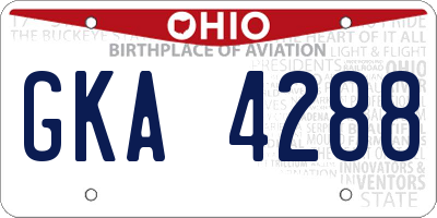OH license plate GKA4288