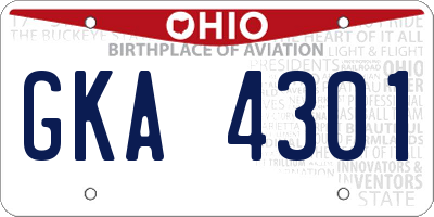 OH license plate GKA4301