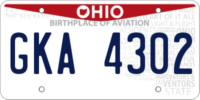 OH license plate GKA4302