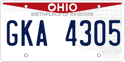 OH license plate GKA4305