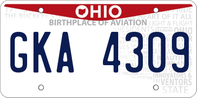 OH license plate GKA4309