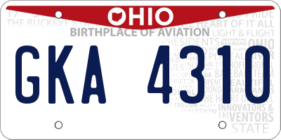 OH license plate GKA4310