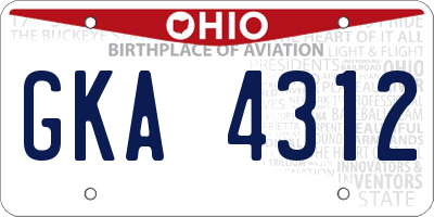 OH license plate GKA4312