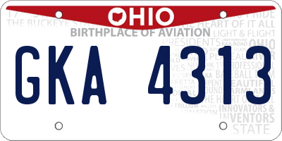 OH license plate GKA4313