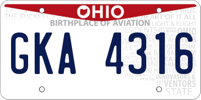 OH license plate GKA4316