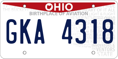 OH license plate GKA4318