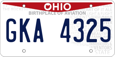 OH license plate GKA4325