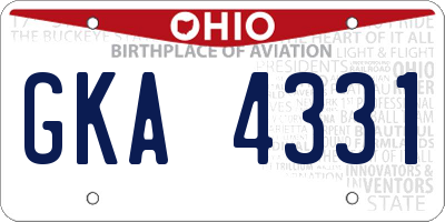OH license plate GKA4331