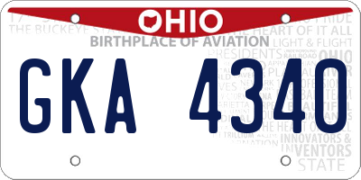 OH license plate GKA4340