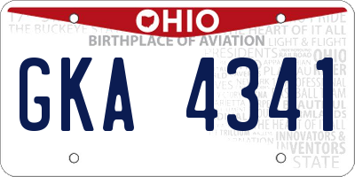 OH license plate GKA4341