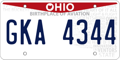OH license plate GKA4344