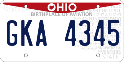 OH license plate GKA4345