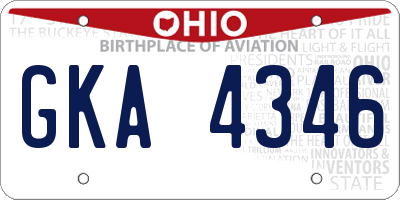 OH license plate GKA4346