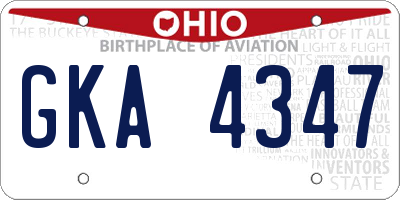 OH license plate GKA4347