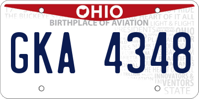 OH license plate GKA4348