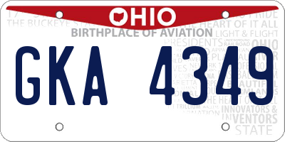 OH license plate GKA4349