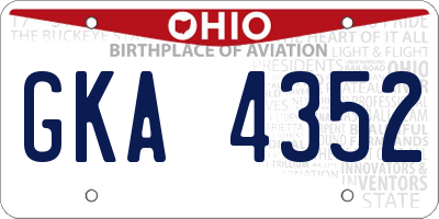 OH license plate GKA4352