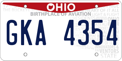 OH license plate GKA4354