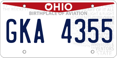 OH license plate GKA4355
