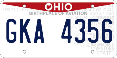 OH license plate GKA4356