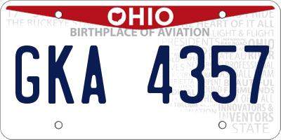OH license plate GKA4357