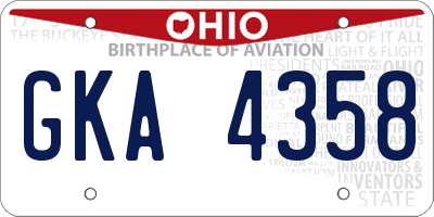 OH license plate GKA4358