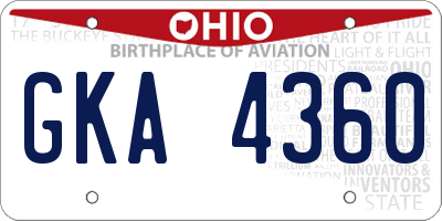 OH license plate GKA4360