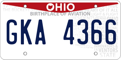 OH license plate GKA4366