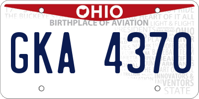 OH license plate GKA4370