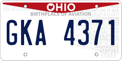 OH license plate GKA4371