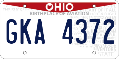 OH license plate GKA4372
