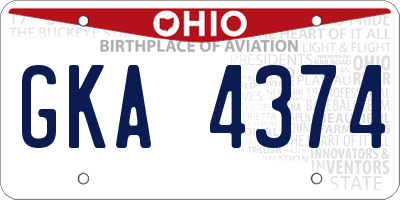 OH license plate GKA4374