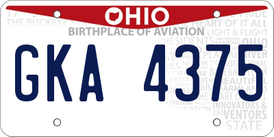 OH license plate GKA4375
