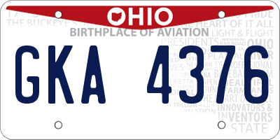 OH license plate GKA4376