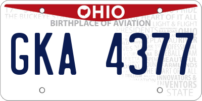 OH license plate GKA4377
