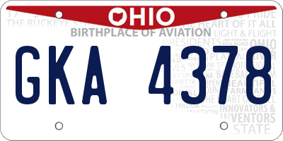 OH license plate GKA4378