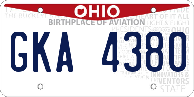 OH license plate GKA4380