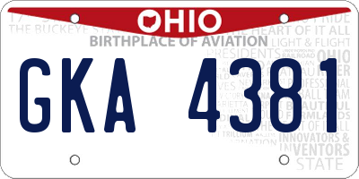 OH license plate GKA4381