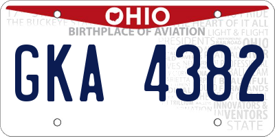 OH license plate GKA4382