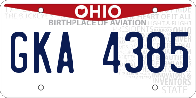 OH license plate GKA4385