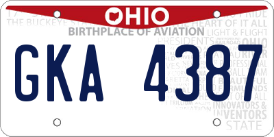 OH license plate GKA4387