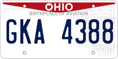 OH license plate GKA4388