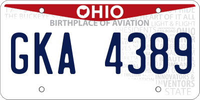OH license plate GKA4389