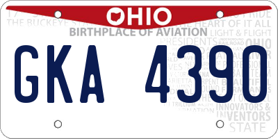 OH license plate GKA4390
