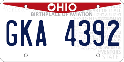 OH license plate GKA4392