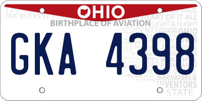 OH license plate GKA4398