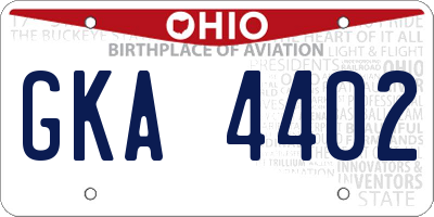 OH license plate GKA4402