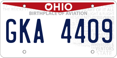 OH license plate GKA4409